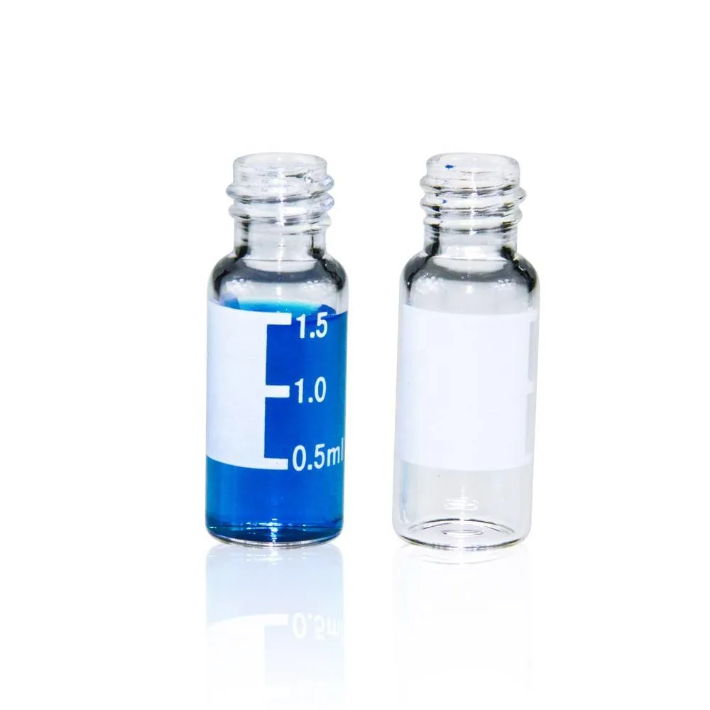 2mL Clear Glass 12x32mm Flat Base 8-425 Screw Thread Vial with Label. .Thumbnail 1