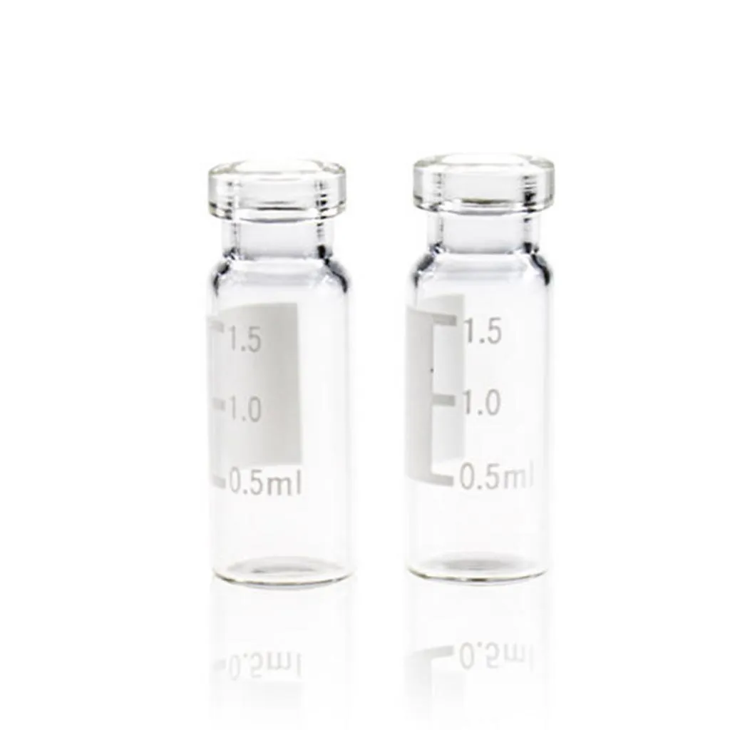 2mL Clear Glass Flat Base 11mm Crimp Vial Wide Opening with Label. .Thumbnail 1