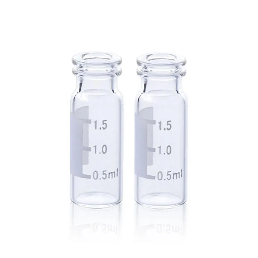 2mL Clear Glass Flat Base 11mm Snap Vial Wide Opening with Label. .Thumbnail 1