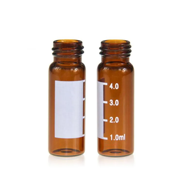 4mL Amber Glass 15x45mm Flat Base 13-425 Screw Thread Vial with Label,Thumbnail 1