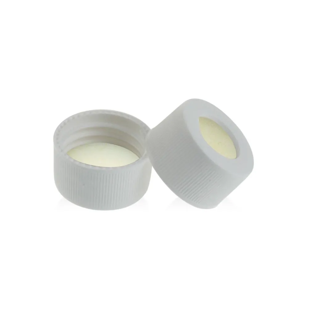 24-400 White Open PP Top Cap, with 22mm Natural PTFE/Natural Silicone Septa 3.0mm Thick.Thumbnail 1