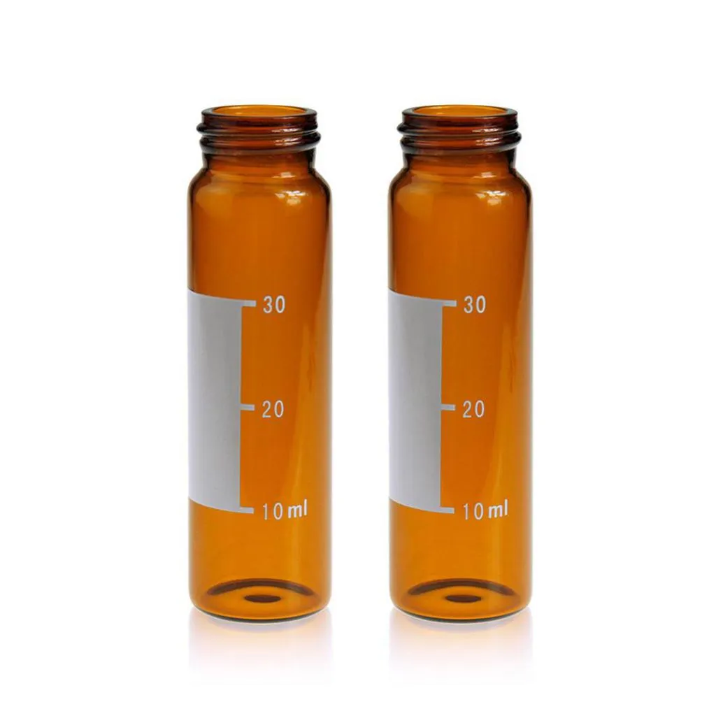 40mL Amber Glass 27.5x95mm 24-400 Screw Thread Sample Vial with Scale.Thumbnail 1