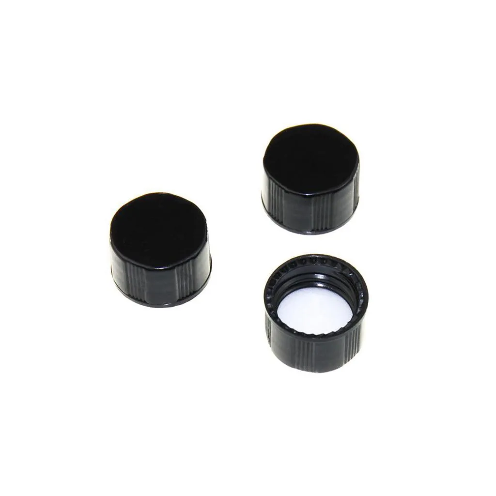 13-425 Black Closed PP Top Cap, with White PE Septa 1.0mm Thick. .Thumbnail 1