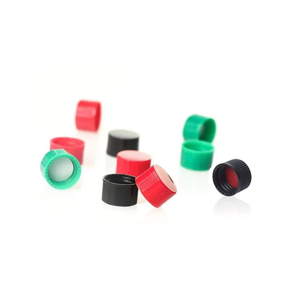 13-425 Red Closed Top PP Cap with White PTFE/Red Silicone Septa 1mm Thick.Thumbnail 1