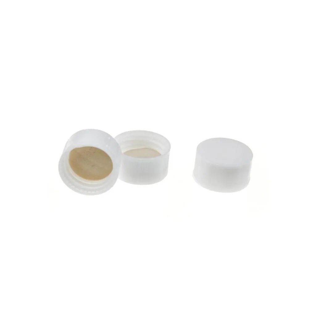 15-425 White Closed PP Top Cap, with Natural PTFE/White Silicone Septa 1.0mm Thick.Thumbnail 1