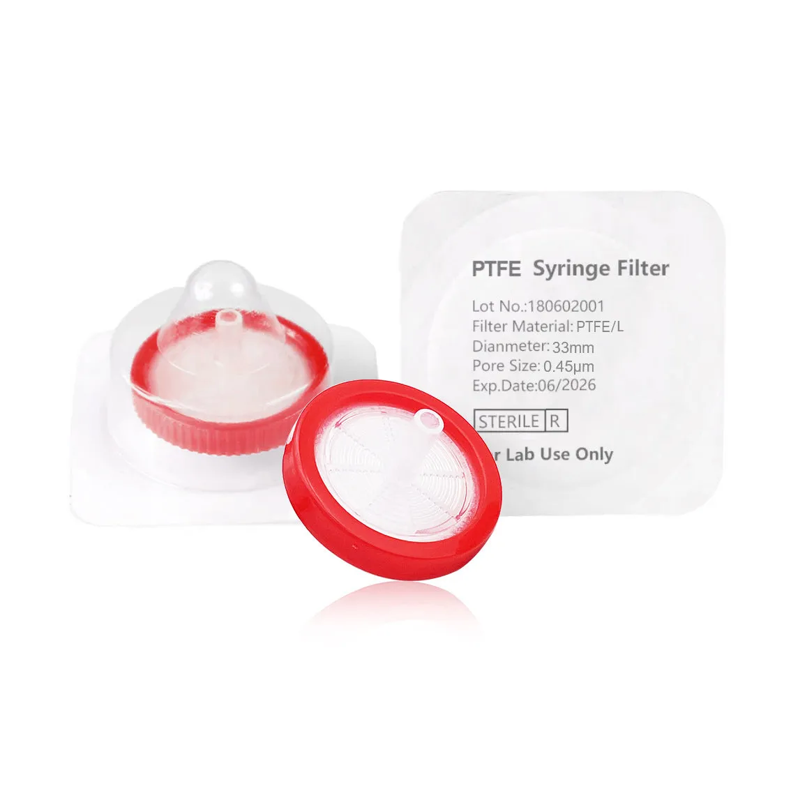 Syringe Filter, Hydrophilic PTFE, Sterile, Dia. 33mm, Pore 0.45µmThumbnail 1